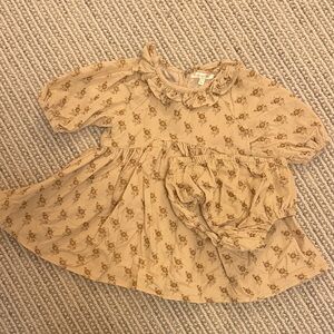 Charming Beige Floral Kids Dress Set